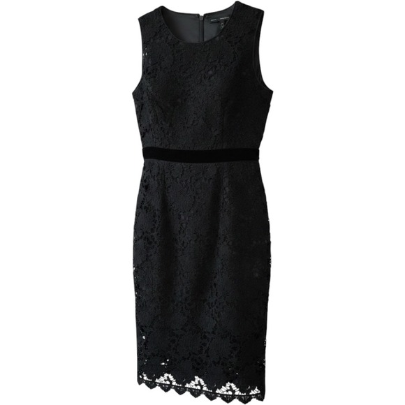 White House Black Market Dresses & Skirts - White‎ House Black Market Lace Sheath Dress Women 6 Black Excellent Velvet Trim